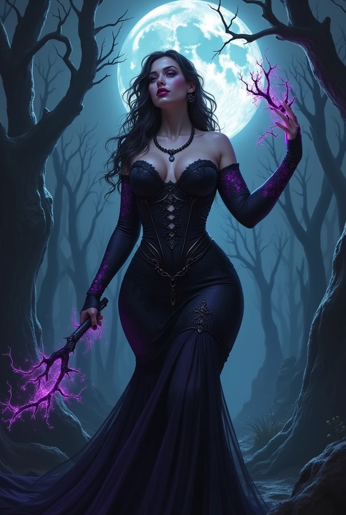 ((Best Quality, masutepiece, 超A high resolution、The most complex and detailed depictions)), ((One Beautiful Witch、perfect witch;Final form、evil dark wizard、Standing、Walking through the burnt fields、creepy and beautiful costumes、Evil makeup、Purple lips、eyeshadows、very intricate gothic dress、the most luxurious and intricate decorations、black and purple evil giant dress、The most gorgeous and evil giant dress、the most gorgeous purple and black princess dress、Purple Flame、huge purple flame、filled with purple flame、big purple flame、Giant Pillar of Fire、realistic purple flame、Purple Flame、huge purple flame、the most luxurious and intricate costumes、evil witch complete costume))、((Take a photo from your lap、Perfect gas chamber、Evil smile、The background is a burnt field、Grassland burning with huge purple flames、purple burning meadow、Grassland burning with huge purple flames、Grassland filled with huge purple flames))