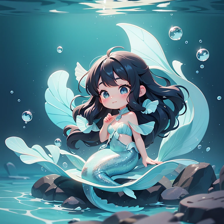 (best quality, masterpiece:1.2),<lora:crayons:0.7>,solo,mermaid,crying,glacier,