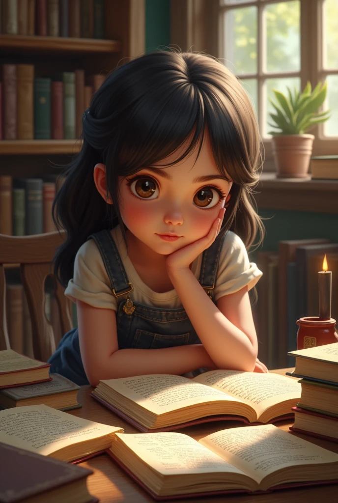There was a little girl drinking and reading a book on the table, adorable digital art, lovely digital painting, cute beautiful, cute colorful adorable, Realistic cute girl painting, Cute cartoon, beautiful lovely, cute kawaii girls, Cute and lovely, Cute detailed digital art, Cute cartoon character, cute character, Cute girl, cute cute, Cute anime girl, cute cute，Ultra-wide viewing angle，