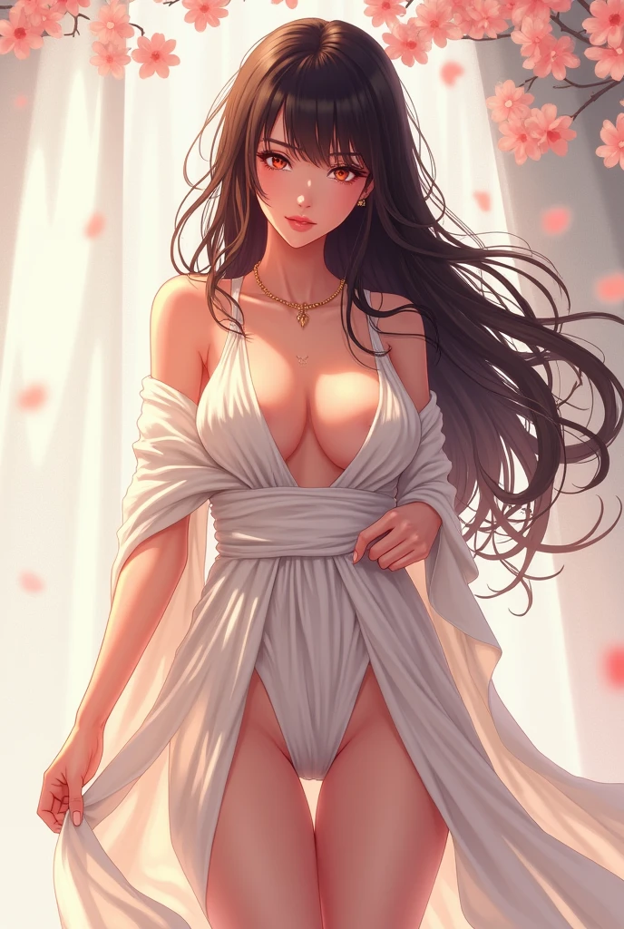 ((Highest quality)), ((masterpiece)), (detailed), One woman, ((((Completely naked)))), Large Breasts, A little shy, Long Hair, Brown Hair, Beauty, (No clothes), (Balcony)