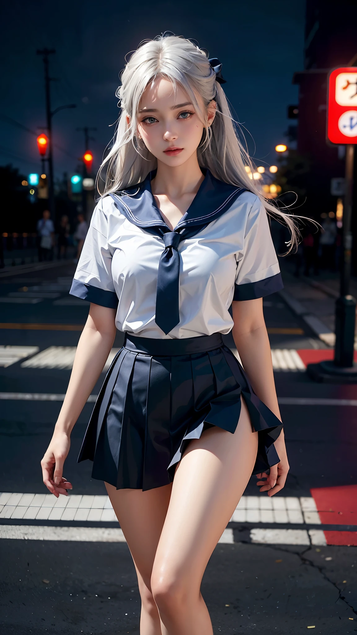 (Extremely normal body)Japanese-style town:1 Elf beauty,JK school uniform,(Elf long ears),Short silver-white hair,Half-tied ponytail。Uniform for female high school students),Short plaid skirt,Black socks, black socks,black sock,slippers,Jade foot , very detailed eyes and faces, Sharp pupils, realistic pupil, tack sharp focus, cinmatic lighting,full bodyesbian,Bigboobs,long leges,From the front side,dynamicposes,Normal posture,closeup of face