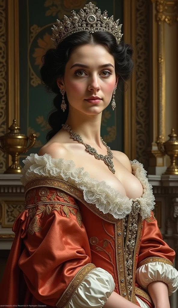 The young and very beautiful Empress Marie Louise of the French Empire, Formal wear, Sitting on the throne