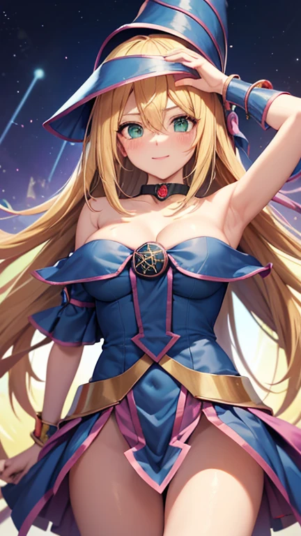 master piece,best quality,ultra detailed,8k,
natural light,realistic skin,glossy skin,（Trapped in a glass bottle：1.4）、Sakura tree in a glass bottle、
（dark magician girl, duel monster, blush stickers, blonde hair, green eyes, long hair, breasts, blush, bangs, large breasts, hair between eyes, pentacle, pentagram, hat, dress, cleavage, bare shoulders, collarbone, choker, blue headwear, wizard hat, bracer, detached sleeves;）、
（the body is very wet：1.5）、glossy lips、Slightly emphasize the lower lip、blush、embarrassed expression、emphasizing the cleavage、Seven sisters, each with a different height、Each sexy pose