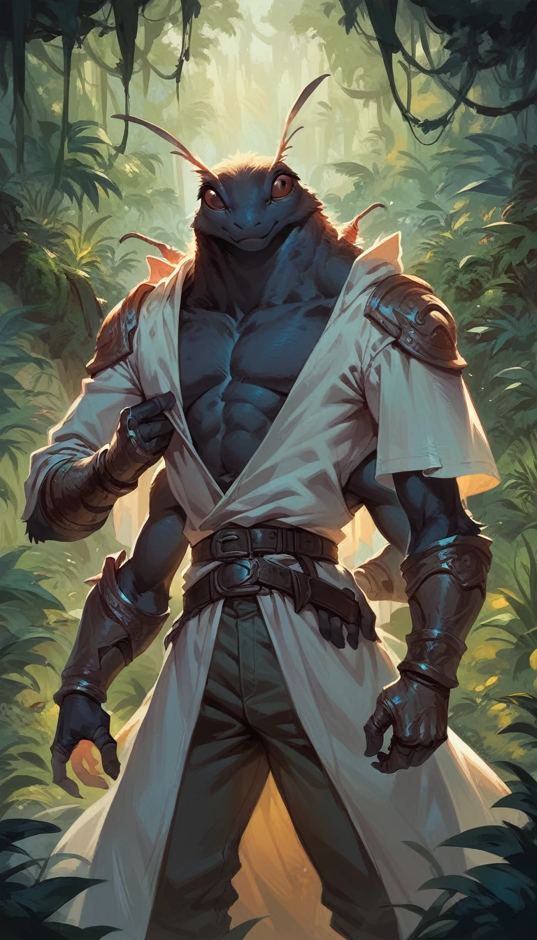 "In the heart of a foreboding elementary jungle, an eerie electric hum permeates the air as a hyper-realistic dragon hanuman emerges, its features meticulously crafted with an otherworldly magnetism."