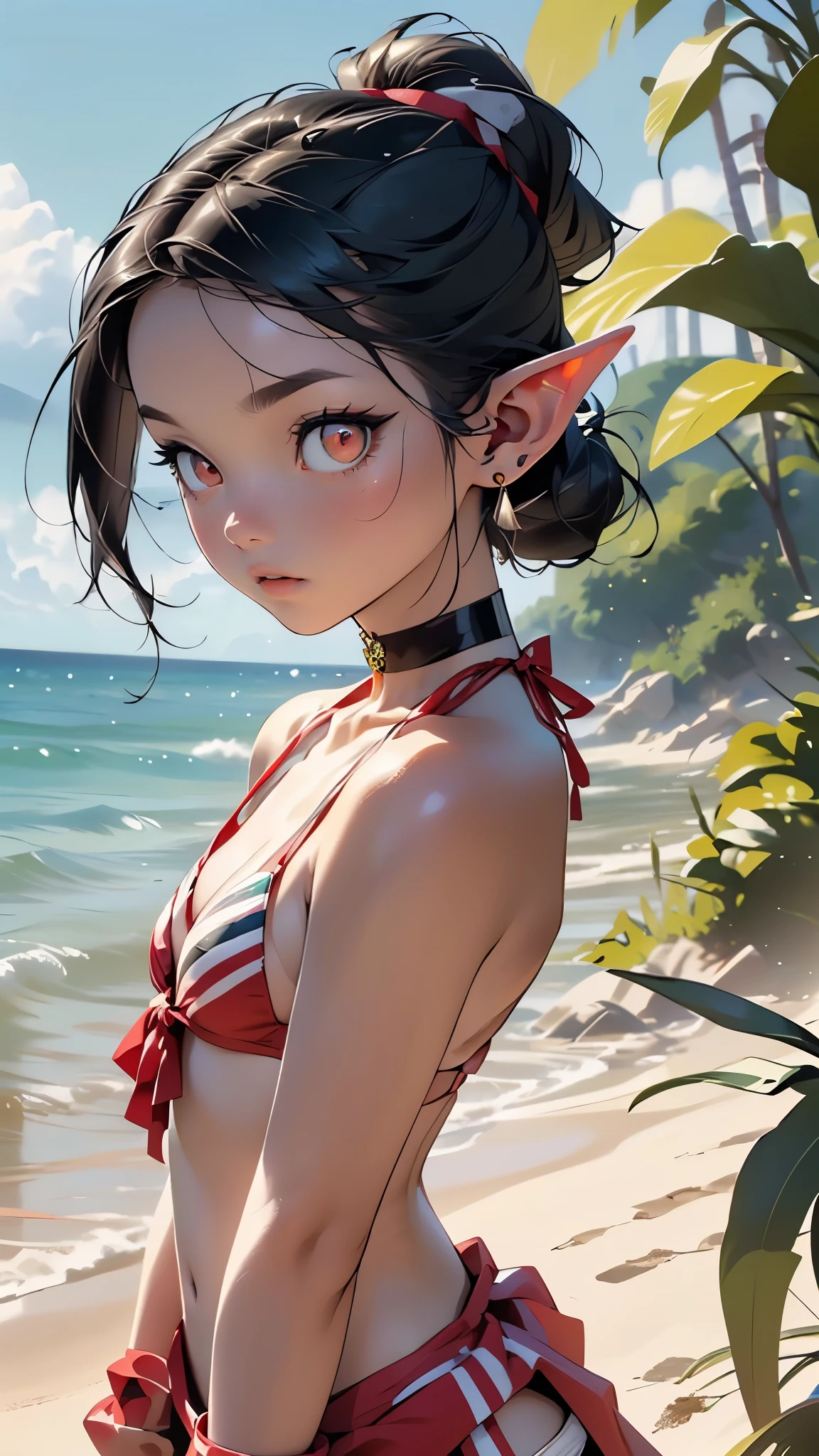 Cute loli elf,(((Little loli,tiny Little body,Little))),(((6 years old))),((anime elf loli with extremely Cute and beautiful aqua hair)), (((elf,elf ears))),

((lesbian,Yuri)),(((flat chest))),((((aqua hair:1.35,long braid aqua,Colored inner hair,Ear breathing)))),(((yellow_Eyes:1.3))),Convoluted Eyes,beautiful detailed Eyes,symmetrical Eyes,big Eyes:1.5,(((Brown-skinned:1.4,Dark skin,Dark_skin,lustrous skin:1.5,bright skin: 1.5,skin tanned,shiny skin,very shiny skin,Shiny body,plastic glitter skin,exaggerated shiny skin,illuminated skin))),(Detailed body,(Detailed face)),

Cute,sluttish,Erotic,boldness,(((NSFW))),

((Aztec tribal queen with tribal prints and patterns theme,  Mesoamerica, Mexica),barechested,show skin,(barechested体),((All nude、)),

(Dynamic Pose:1.0),embarrassed,(Centered,scale to fit the dimensions,thirds rule),

((skyporn, Sea, Clouds,)), with Dark stormy cloudeach scenery,Convoluted scenery)),

(光沢のあるbarechested),hight resolution,Sharp Focus,(ultra-detailliert,Extremely detailed),(Photorealistic artwork:1.37),(Extremely detailed CG unity 8k wallpaper),(((Vibrant colors,Vibrant themes))),(Convoluted),(masutepiece),(Best Quality),the whole