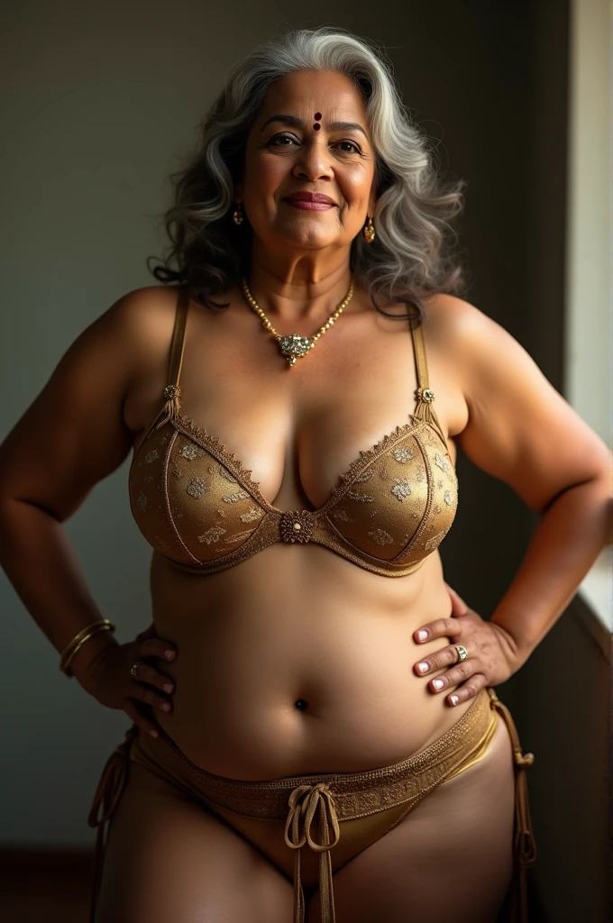 Gordinho, ((uma linda mulher latina de 60 anoaduro), (grandes seios naturais), ((vestindo uma linda calcinha florida detalhada)), Shorts de lycra, Gordinho, Realista, 8K high definition, incrivelmente detalhado, intricado, elegante, cabelo grisalho, maduro, rosto arredonde, senhora sedutora, (Seios enormes naturais:0.8), (Boate), puppy position, Brasileiro, It is, olhando para o espectador, cara feliz, Em uma mesa, Gordinho belly