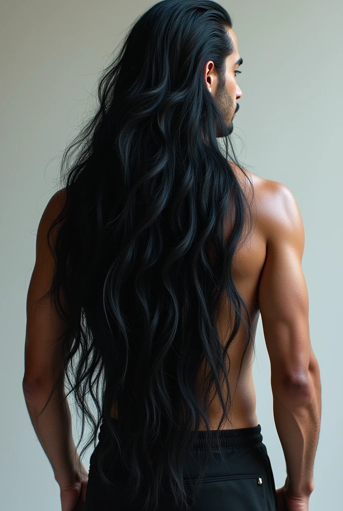 Male hair, long hair, black hair
