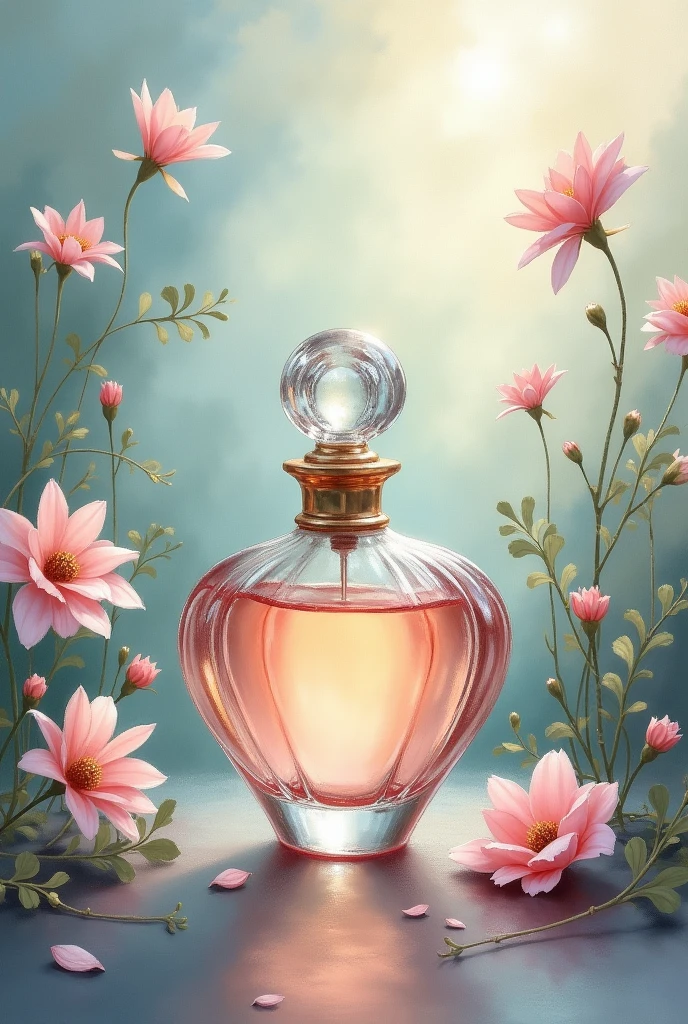 Create a romantic Monet-style painting with a perfume as the focus