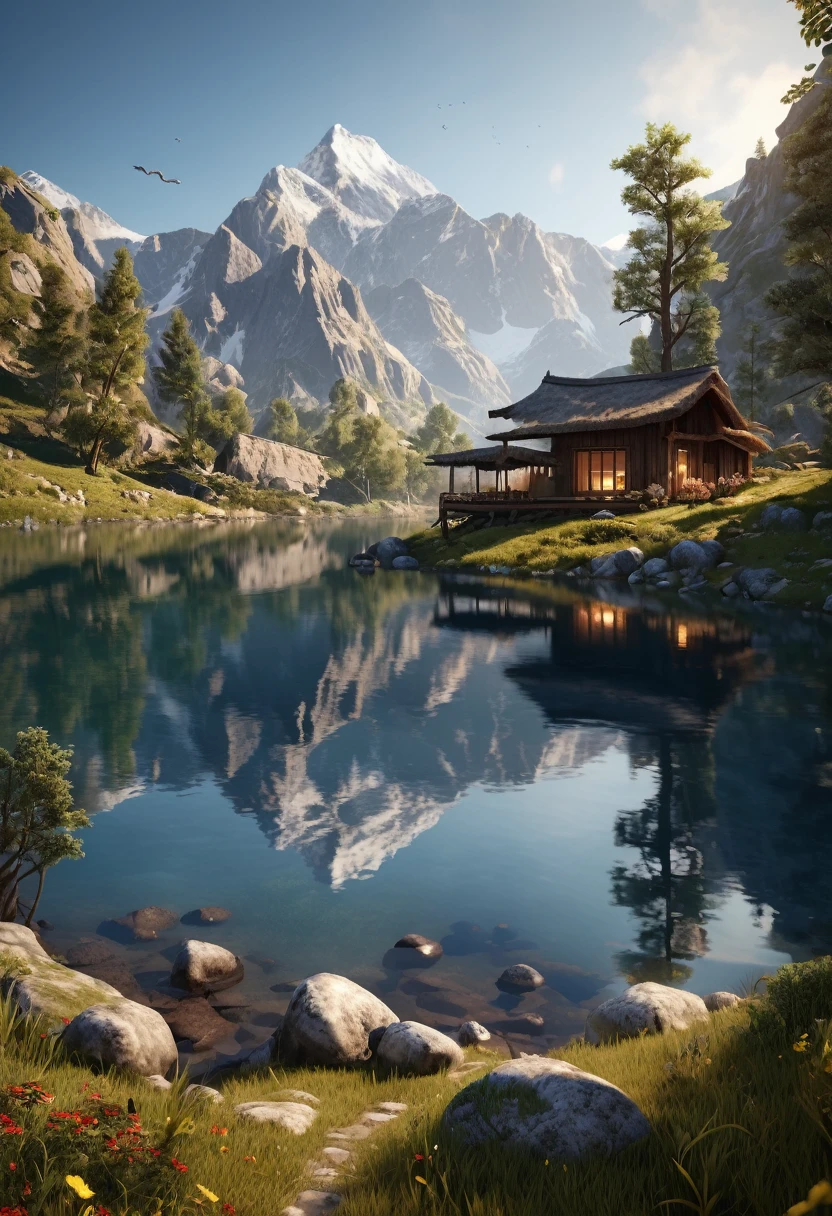 ((master piece)),best quality, (8k, best quality, masterpiece:1.2), ultra-detailed, illustration, small_scene, 3D_scene, mountain,  