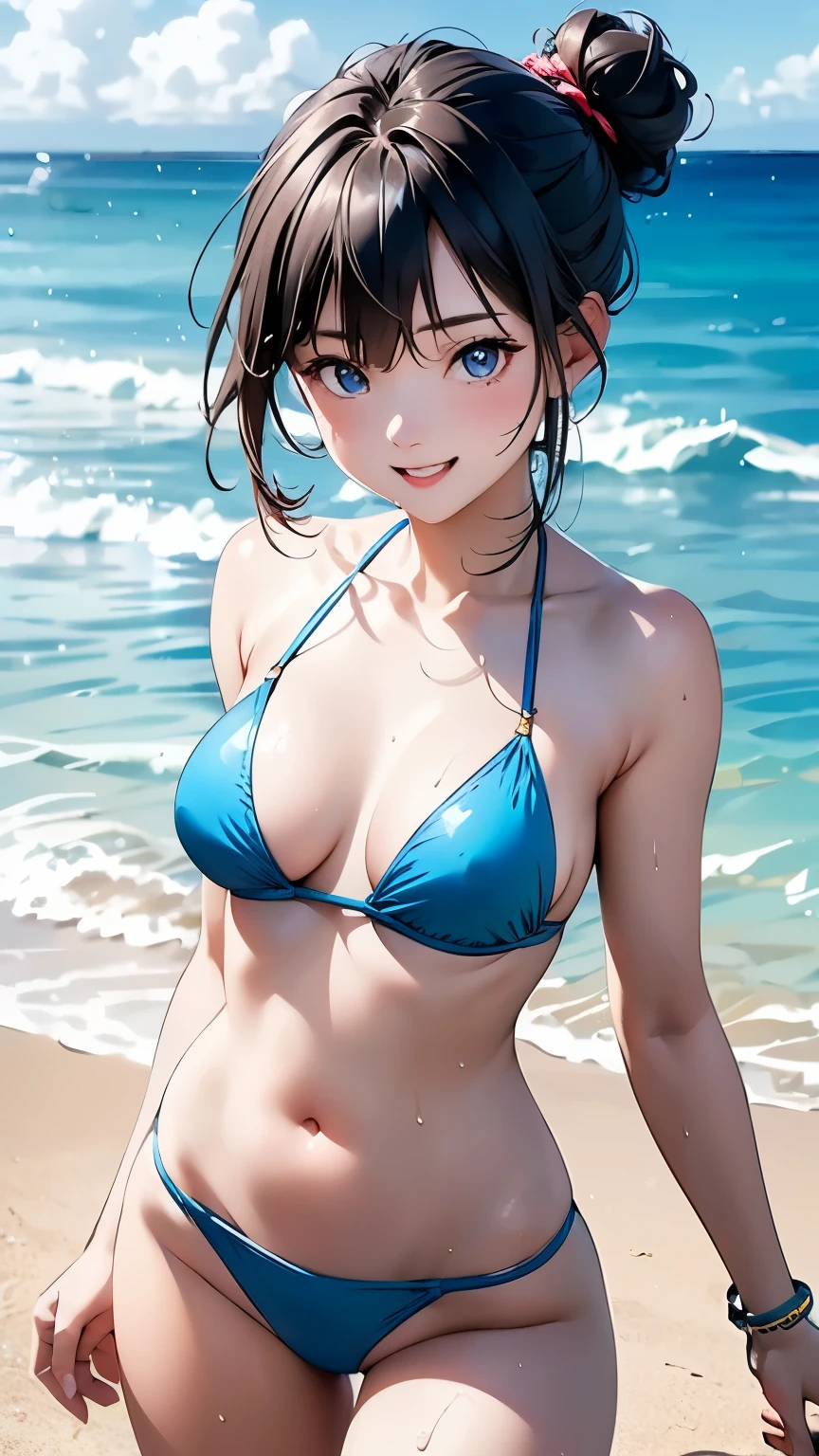 ultra detailed, hyper detailed, best quality, highres, 4K , master piece, 1 female, 20-year-old,  swimwear,