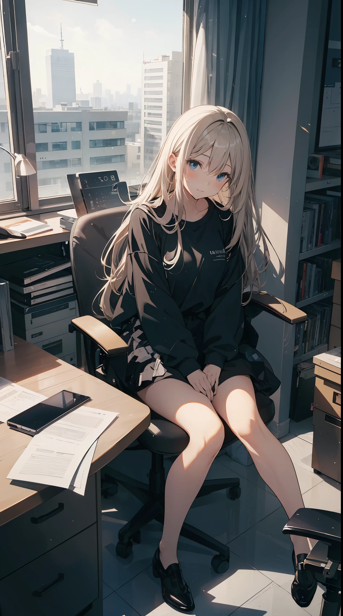 Subtitle: {{Cafe}} {{Private Clothes}} {{Writing in a Notebook}}
In a small café in town, a beautiful girl, Saori, was sitting at a table in her casual clothes, writing something in a notebook. The soft light shining through the café window illuminates her profile, accentuating her concentrated expression. A map and a reference book lay spread out before her. I think I'm close to solving the mystery," Saori muttered. Saori mutters, running a pen through her notebook. The smartphone in her hand trembles for a moment, and a message appears. We don't have much time. We have no choice but to take extrajudicial measures. Determined, Saori closed the notebook and stood up.