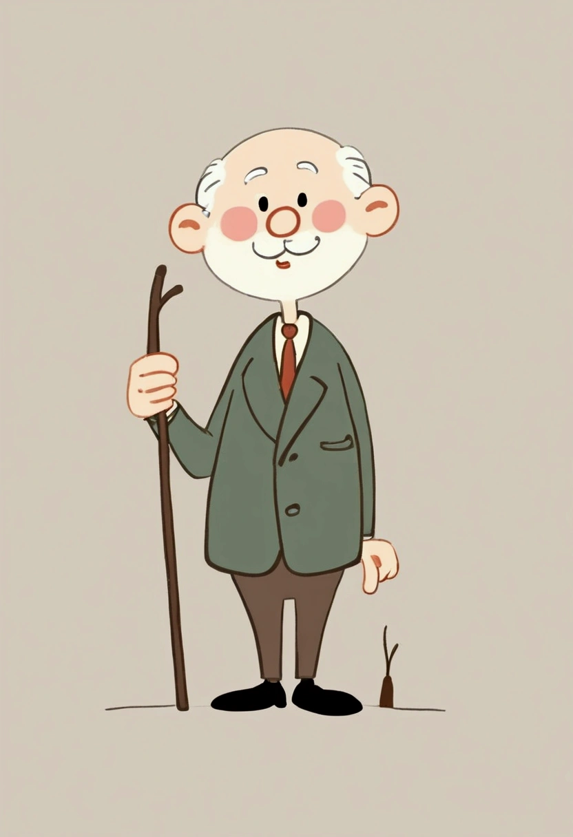 Stick Figure，Cartoon Grandpa。Unique。