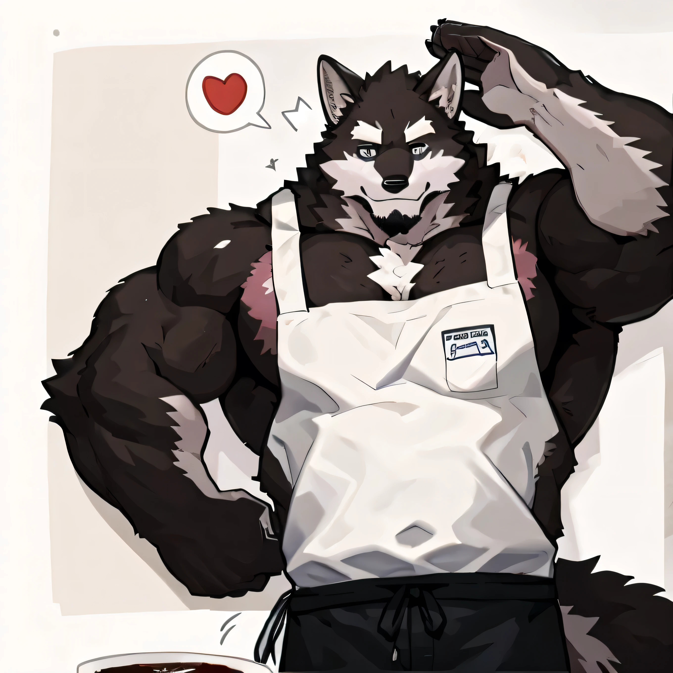 alone, male, Topless, overalls, convex, canine,German Shepherd, black eyes, bowl cut, muscular, by bebebebebe, through spikes, through dark gems, By MysteriousFox61, Through Chun Ni, permanent