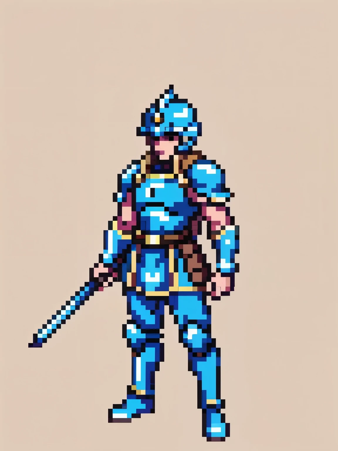 (masterpiece, highest quality:1.2, 8k yen, Ultra-high resolution), medieval guardsman, (1guard man), blue armor, warrior’s helmet, grabbing a spire, ((no back grounds)), full body shot, (standing), (((directly side view, directly side angle))), 