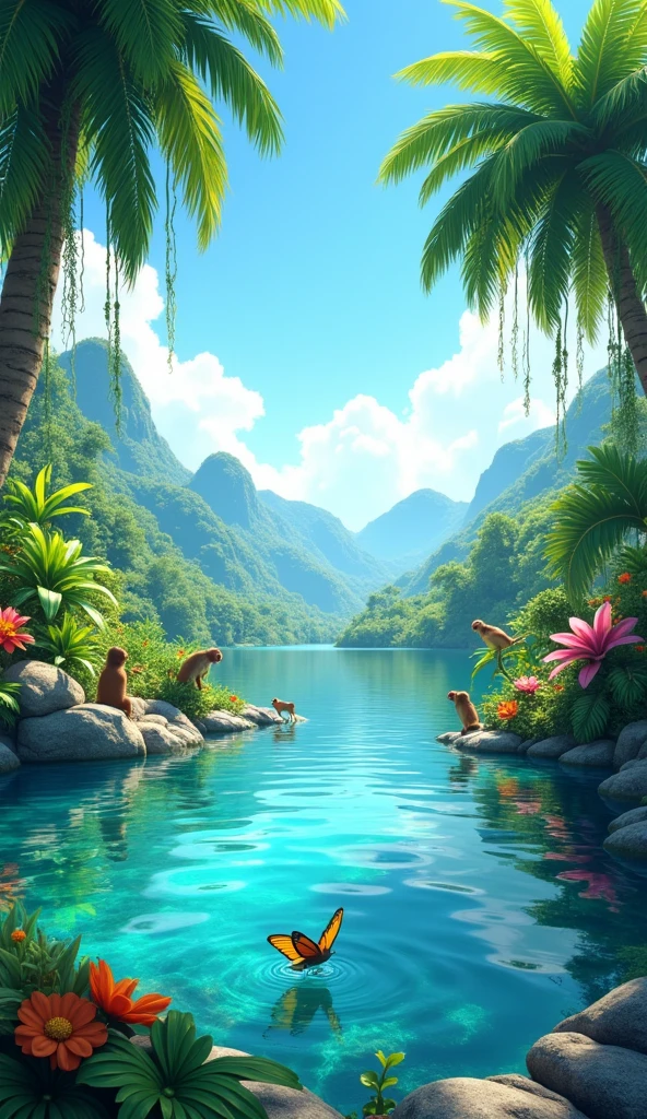 Tropical Jungle Ocean beach Sandy Beach sun