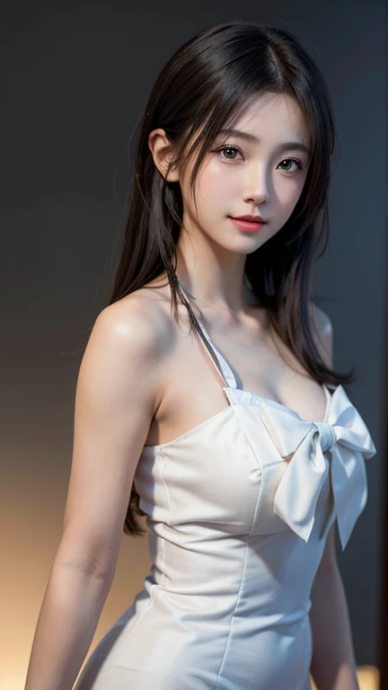 ((1人)),((Photorealsitic))),((AKB 48))),(fully body photo)),Shower light,Look up at the sky from below,twilight,Back,(((lens flare glow))),((The light from the back window is backlighted)),(In the forest),((Clear streams deep in the dark mountains)),((Rocks in the background)),(ssmile)),(Nikon Z))),(19years old))))),(small busts)))),(small busts)))),((white dresses))(Pore feeling))(photographrealistic:6,realisticlying)),(sideways and turning pose)),Perfect chest shape,nacked hip,side ponytails,ribbons,hair adornments,pale-skinned,looking at viewert,Small waist,8K Ultra HD