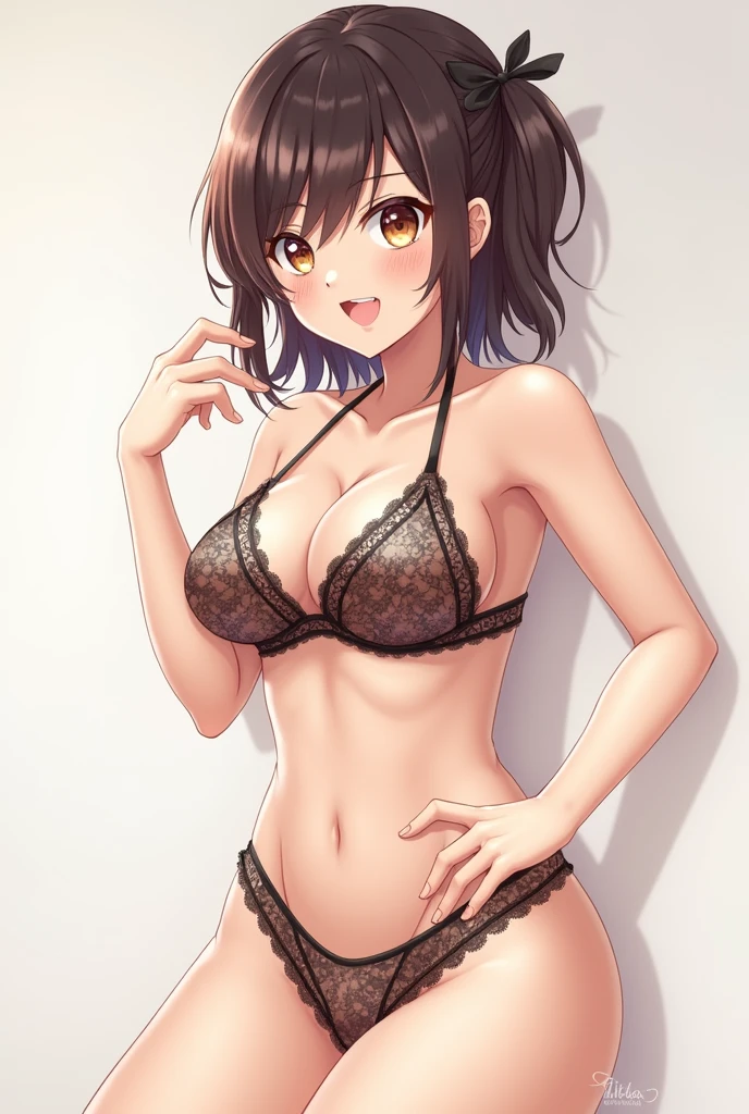 masterpiece, best quality, simple background, random hairstyle, large breasts, lingerie, summer outfit, ((futa with female))
