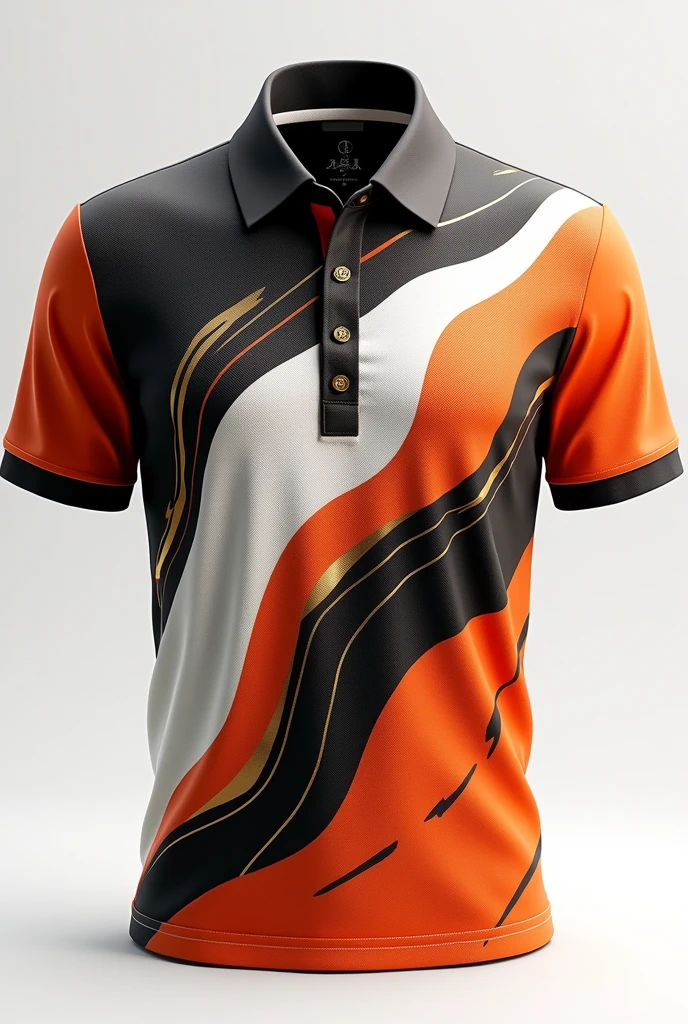 Design a simple but cool style men's polo shirt with a pattern. Design all sides of the shirt.