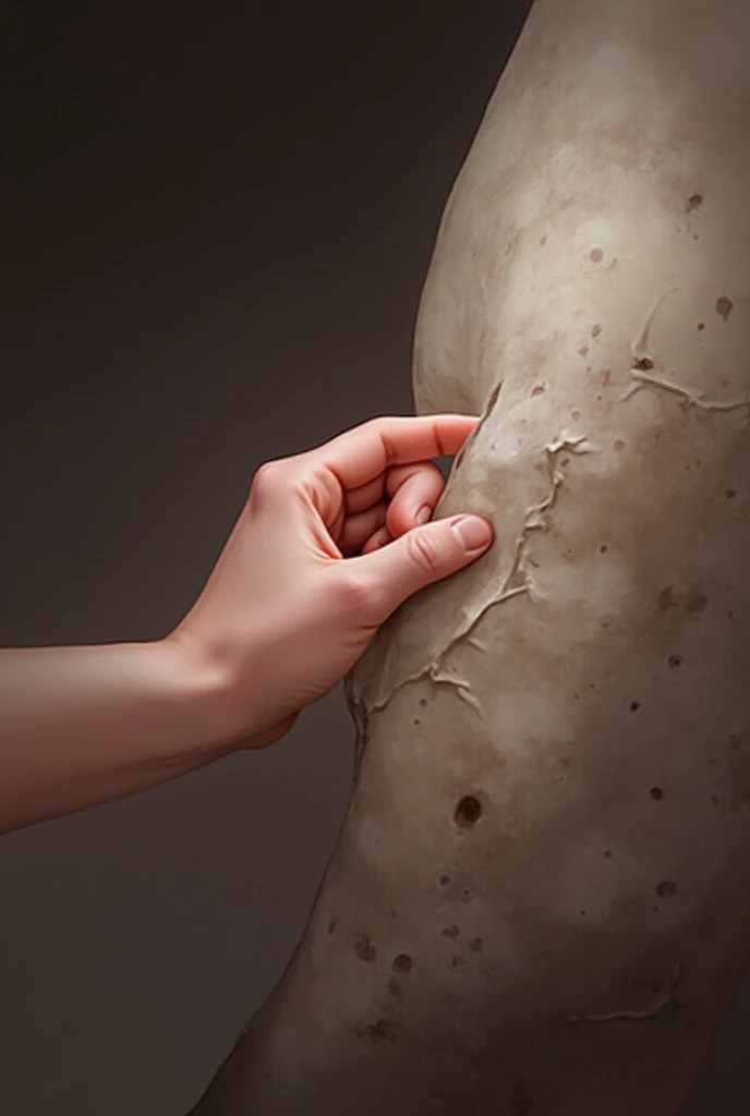 an infected arm being rotten with hundreds of varied sized gray holes covering it, photo realistic, skin imperfection