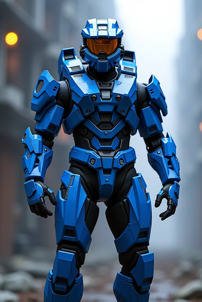 very high resolution, absurd res, high rating, highres, absurdres,masterpiece,highest quality,Super detailed,adult female,plump,huge Breasts,round breasts,bottomheavy, chest piece, side view,((Female Spartan)),((holding helmet on her side:1.3)),covered chest,wide hips thick thighs,((blue armor)),full armor,plated armor,looking at the viewer,have a gun,