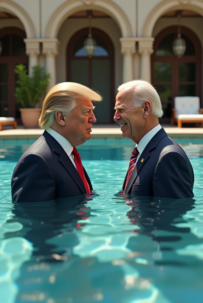 action photo wet T-shirt competition, (Trump:1.2) and Biden, nipples, splashes, water, crowded, High detail RAW color Photo, 8k, wetshirt <lora:WetshirtXL_-_Wet_T-Shirt_for_SDXL:0.8>