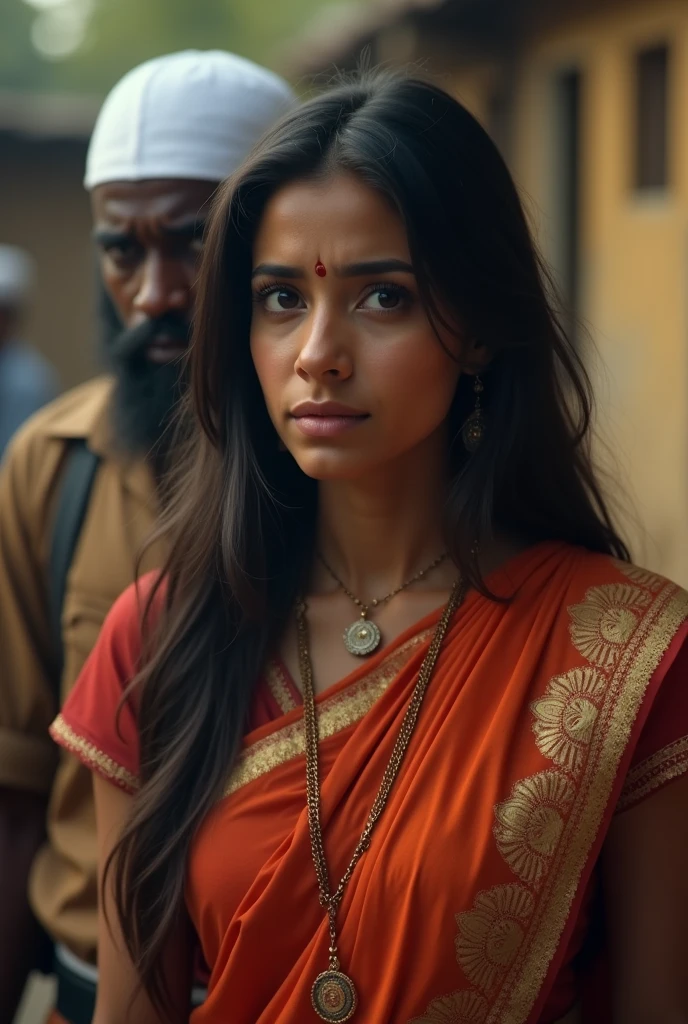 girl indian girl in saree and sadness in face back side mans bad touching