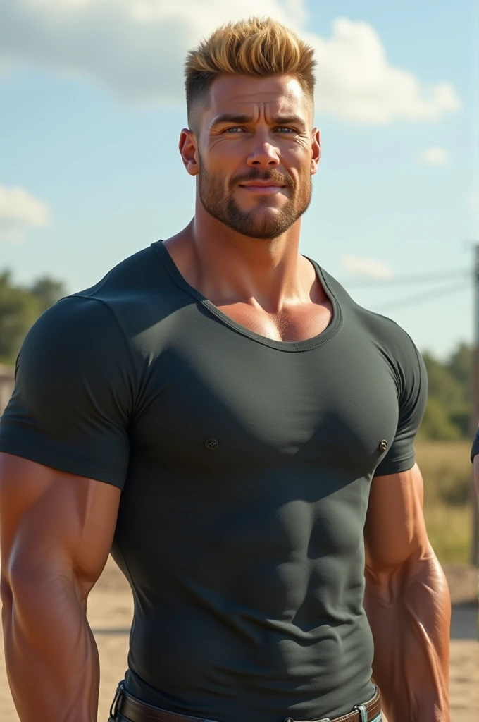 (Create a masterpiece: 1.2),(CGI art:1.3),(realistic:1.5),(After processing:1.3), (Sharp focus:1.3), 1 man, open mouth, smile, (Navy blue round neck shirt), Navy cargo pants, Korean guy , korean men, (High gloss details), chest muscles, large arm muscles, blood vessel, Big muscles, Broad shoulders, looking at the audience, Balancing the eyes, Seaside, beach, sunlight, running towards the camera, (genital very long big : 1.2),(Big testicles),(Erection of the penis: 1.2)