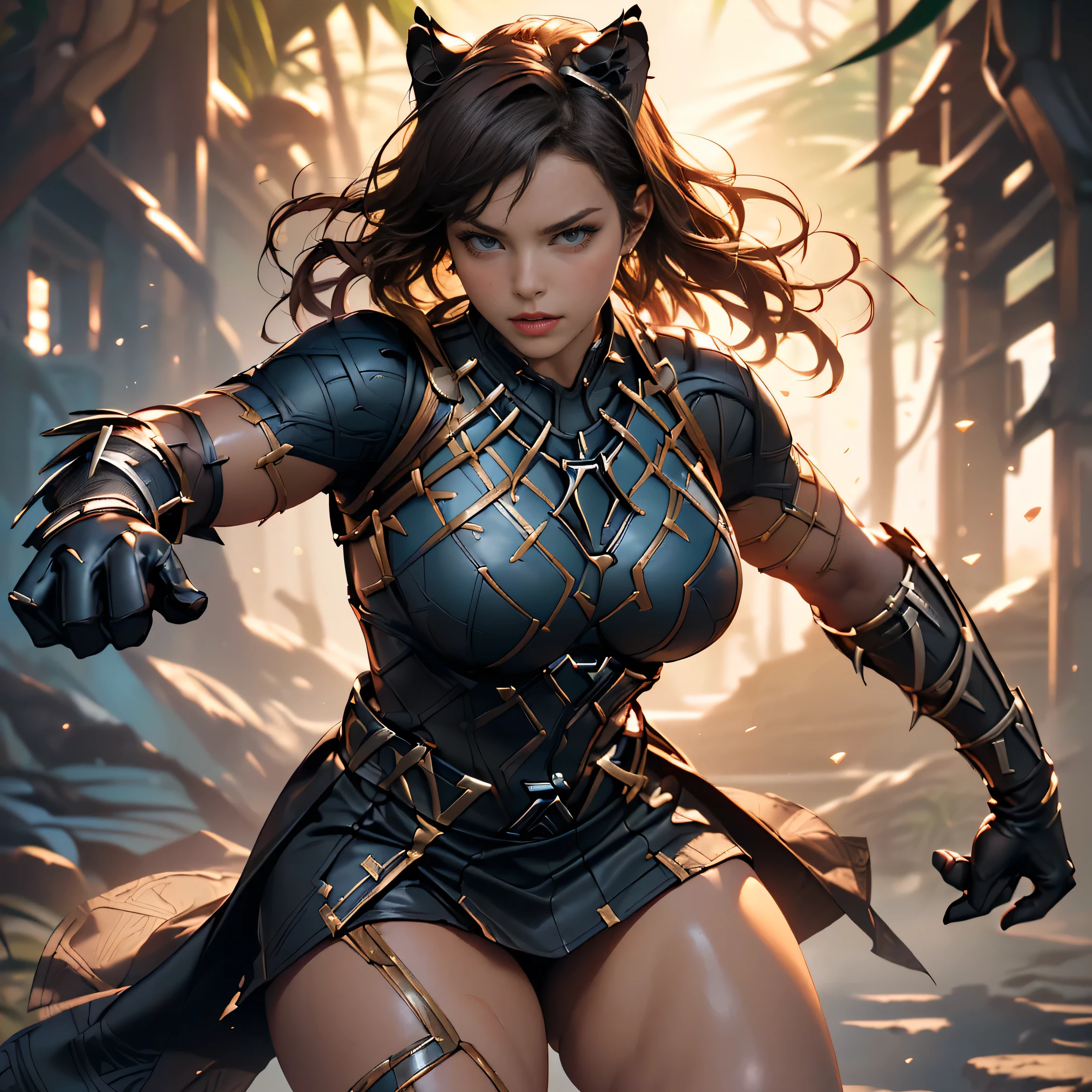 female Hamster Adventurer, fighting pose, full body shot, gigantic breasts --ar 2:3