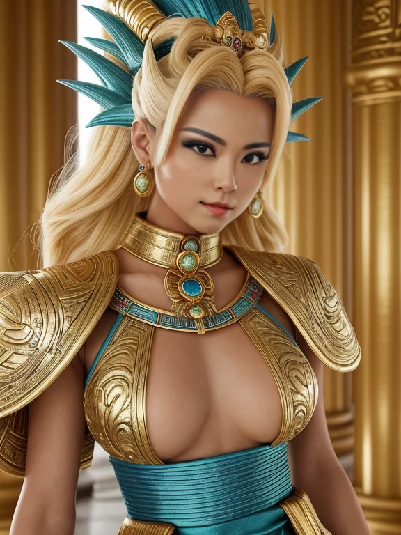 Ultra-detailed complex 3D rendering of faces、(masterpiece、top-quality、octan render、)、Glamour shot full body image、Very beautiful young elf、 cleavage of the breast、(highlydetailed skin:1.2)、(Pubic hair shows through:1.1)、(((Blue and gold micro bikini and jewelry:1.95))))。、8K、((Very soft breasts))、((noticeable large pink areola))、((large full breasts:1.4))、Beautiful Caucasian woman with big buttocks full soft breasts and white skin、1 persons、Long braided hair、large full breasts、dynamic ungle,((Jewel Magic Wand)) 、hyper realistic photography、(((a blond)))、(futuristic city backdrop)、face muscles、(((Detailed and ornate diamond crown))))、In the style of Marvel Comics、 ArtStation Trends, Clear focus, intricate detailes, ighly detailed, Detailed green eyes, foco nítido, a digital rendering, proffesional、abdominals、glowy skin、sexypose、(Golden tattoos all over the body)、Golden lame skin、Mansuji、s ass、(Jewel the whole body)、It has silver scales)、a blond、Seductive look、Detailed and beautiful white teeth、Armpit、both sides