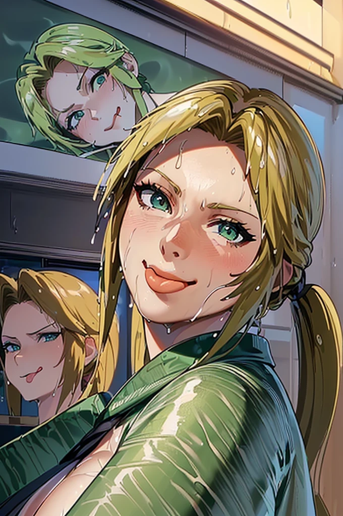 ((Best resolution)), ((high quality:1.2)), Work of art, 8k, extremely detailed, ((High detail:1.2)), Sakimi-chan, (Cammy white), a girl with 18 years old, ((Pov deepthroat cum in nose)),