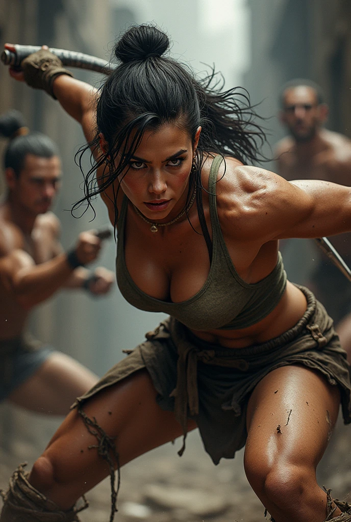 fantasy painting, closeup a beautiful female swinging a hammer, anvil, forge, dirty skin, greasy skin, sweaty skin, dirt, grunge, grungy, sweat, sweaty, grease, greasy, tired, exhausted, medieval, hd, ultra detailed