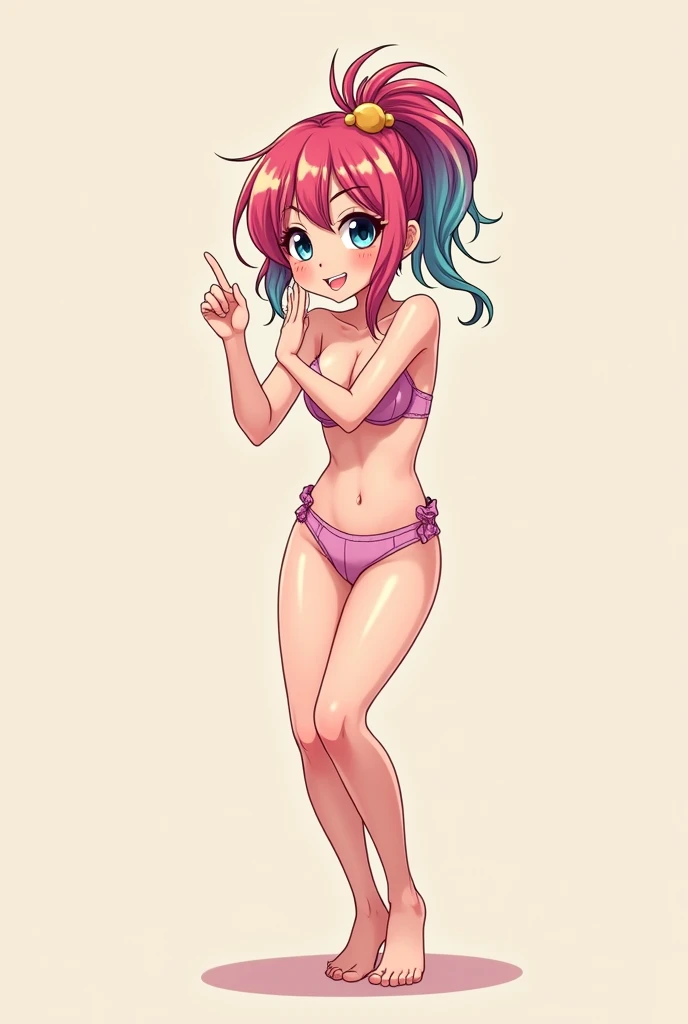 Twin-tailed purple color hair magical Chiabaton young Naughty Poses cute little , underwear, weiße underwear mit spitze