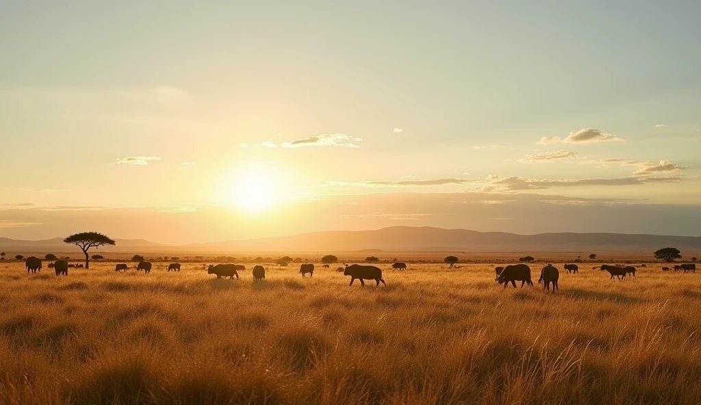 A photorealistic panoramic shot Maasai Mara savannah. Camera - SeaArt AI