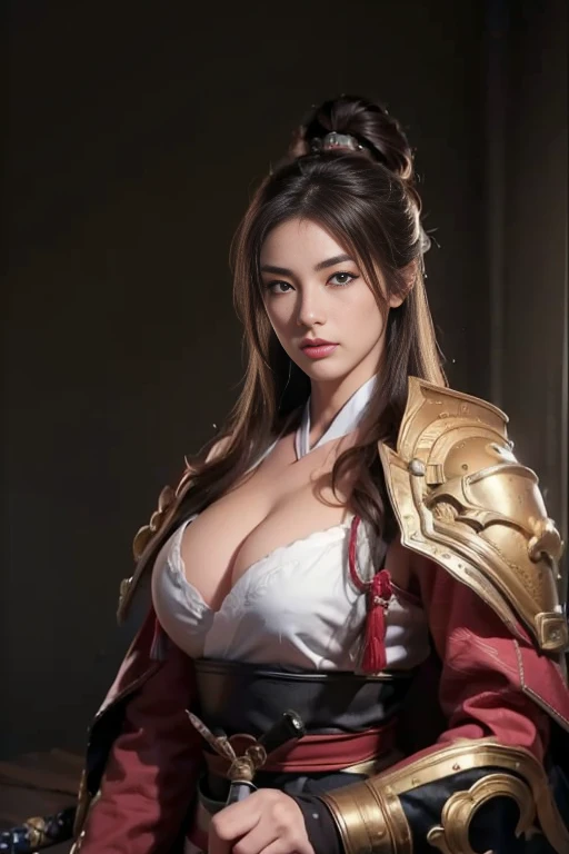 (8k, Highest quality, masterpiece:1.2), (Realistic:1.4), RAW Photos, Highest quality, Ultra-high resolution, Best Shadow, (whole body:1), Heroines in History, Cleavage, Sword Master, kabuki, (Samurai sword), Large and amazing environment, Horror, dark Horror, Highly detailed facial features, Beautiful and perfect face, Perfect Eyes, Perfect Fingers,Real、Realistic