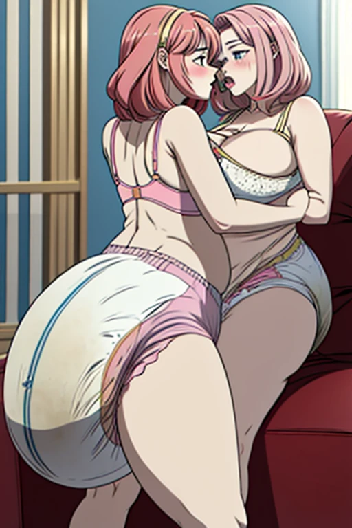 score_9, score_8_up, score_7_up, score_6_up, score_5_up, score_4_up, (source_anime), boku no hero academia, 2girls, yuri, ((ochako uraraka)), ((mina ashido)), big breast, thick thighs, breast sucking