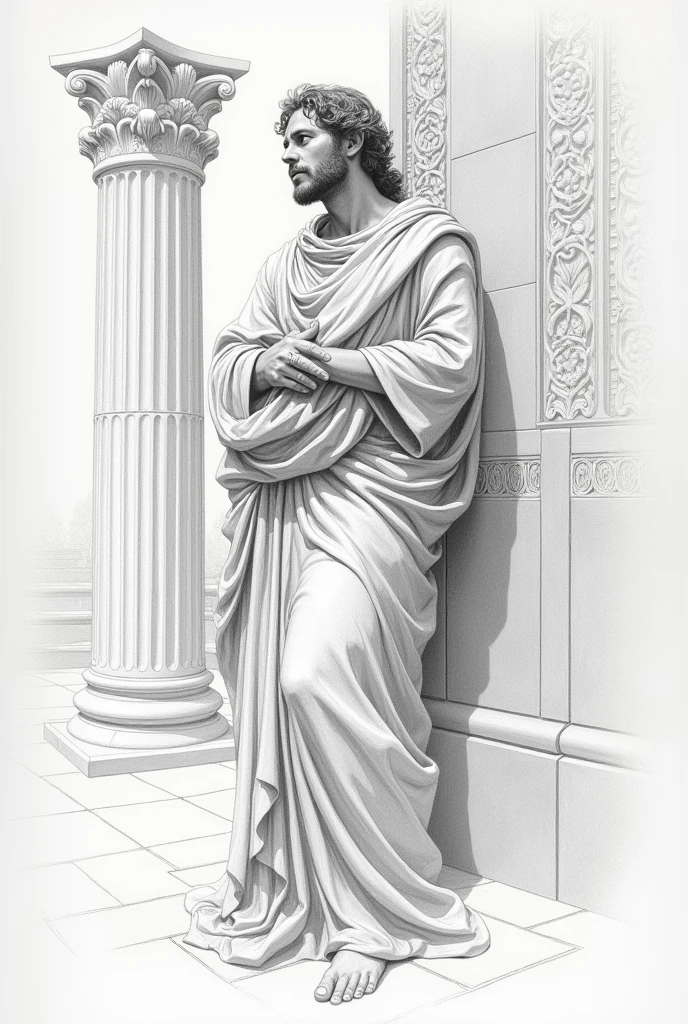 Several ivory statues of men in the style of Renaissance statues. An art in the form of a sketch
