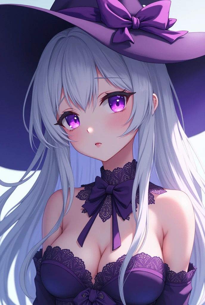 (best quality,4k,8k,highres,masterpiece:1.2),ultra-detailed,realistic, beautiful detailed eyes,beautiful detailed lips,extremely detailed eyes and face,longeyelashes, 1girl, long silver hair, purple eyes, wearing witch, sky, city, HDR,UHD,studio lighting,ultra-fine painting,sharp focus,physically-based rendering,extreme detail description,professional,vivid colors,bokeh, portraits.