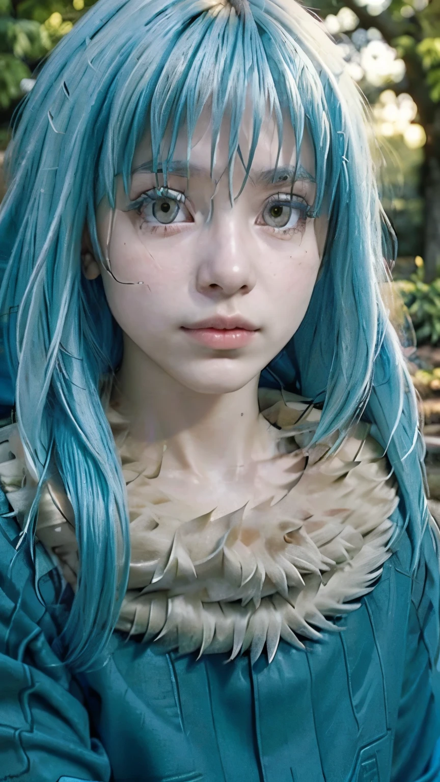 a young adolescent sitting under a tree, long blue hair, beautiful detailed eyes, beautiful detailed lips, extremely detailed face, long eyelashes, serene expression, relaxed pose, lush green foliage, dappled sunlight, intricate tree bark texture, (best quality,4k,8k,highres,masterpiece:1.2),ultra-detailed,(realistic,photorealistic,photo-realistic:1.37), portrait, landscape, vibrant colors, warm lighting