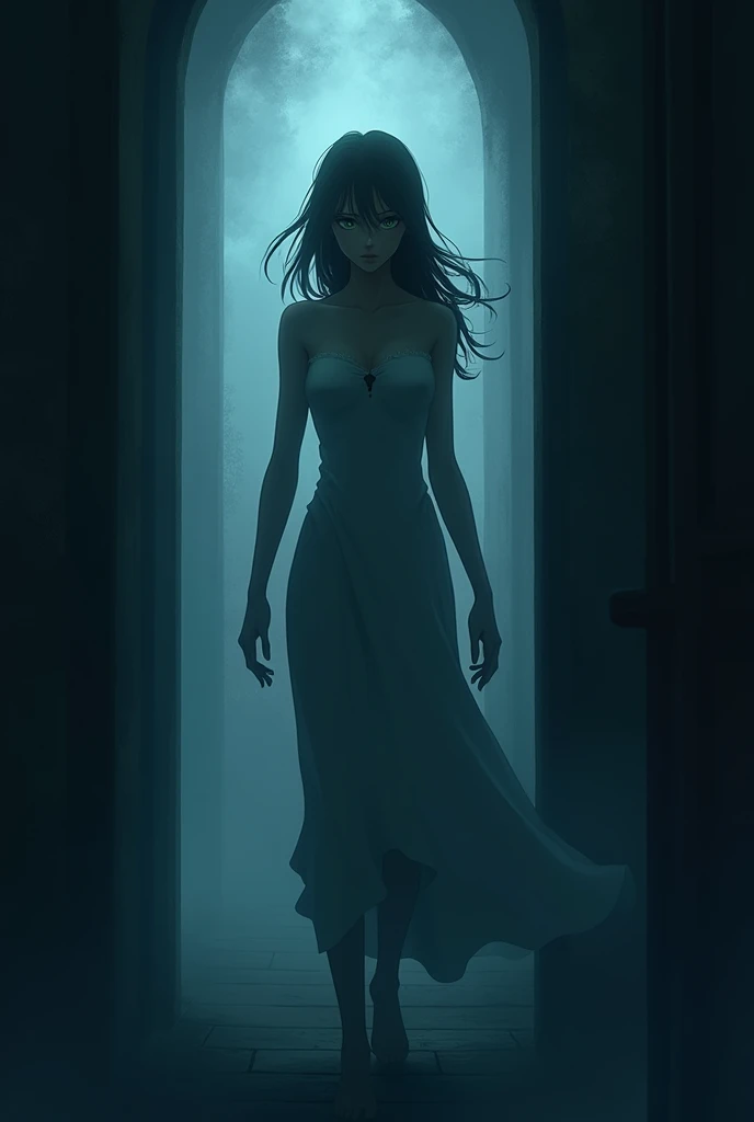 blacklight, silhouette of a beautiful woman, full body view