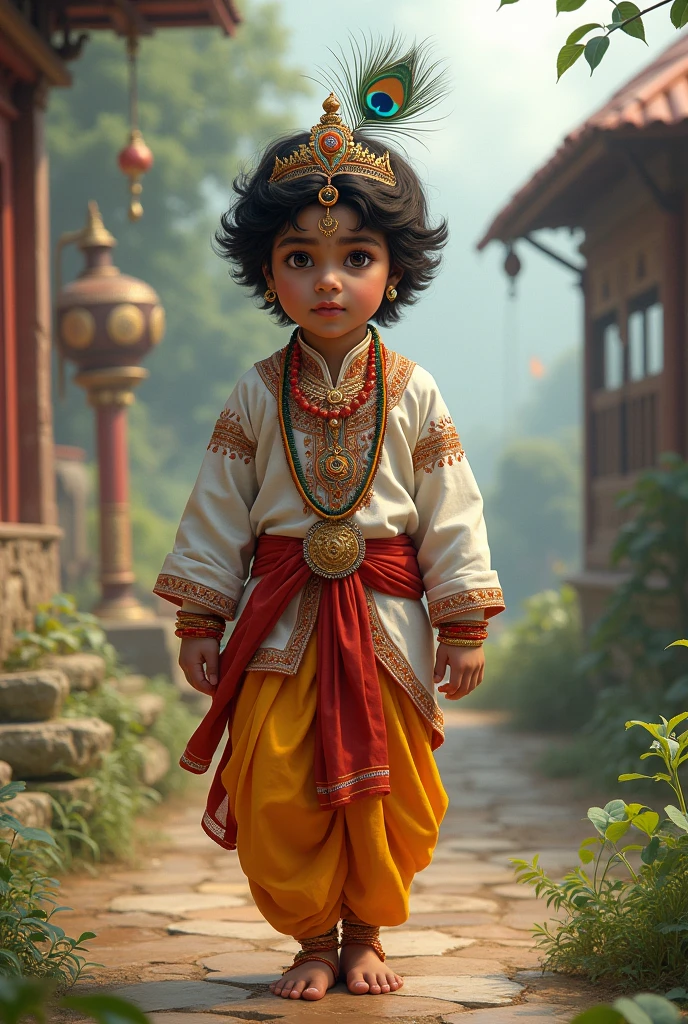 Raw photo, realistic 4k quality, lord Krishna, mountain background