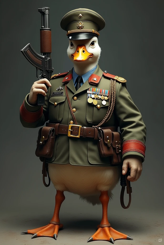 Duck in military clothes