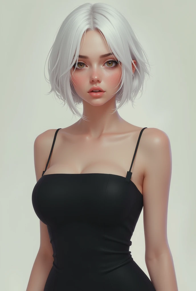 yorha no. 2 type b, 1girl in, Black cloth covers the eyes, Breasts, cleavage, cleavage cutout, Clothing cutting, Green background, hair between eye, shairband, A high resolution, Juliet sleeves, Long sleeves, Puffy sleeves, Red lips, shaded face, Short hair, Solo, high-necked, Upper body, White hair, Background forest　废墟　knifes