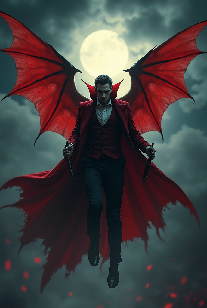 best quality, masterpiece, highres, detailed, perfect anatomy, <lora:Style - add_detail:0.1>, vampirism, <lyco:Traits - Vampirism:0.7>,  1 vampire boy with fangs and claws with pale skin flying, count dracula flying with bats, midnight hunt