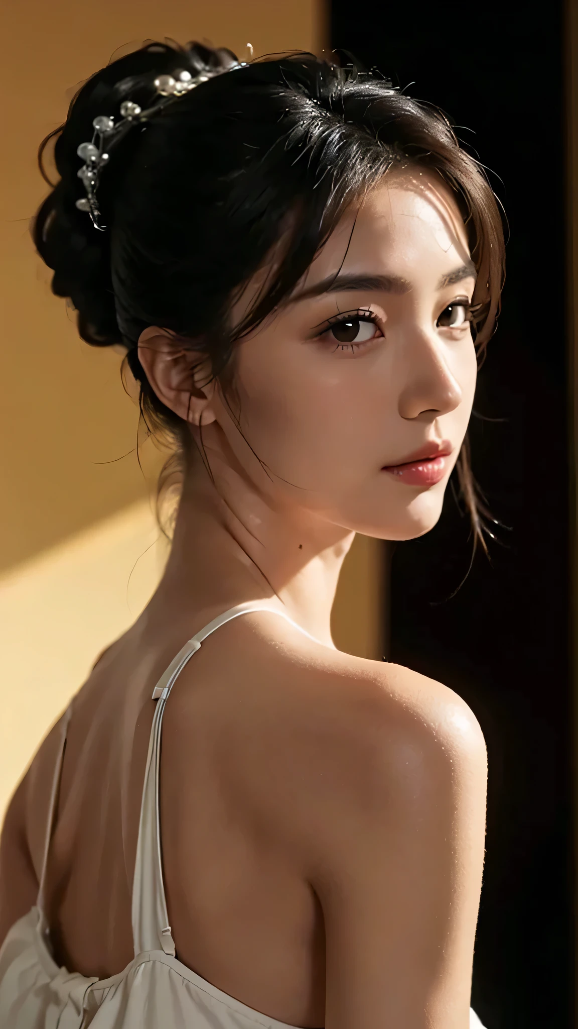 (((best quality))), (((ultra detailed))), (((masterpiece))), illustration,((a beautiful girl,solo)),(hard hat:1.3),(short ponytail:1.2),(flushed cheeks:1.3),(Brownish red skin:1.3),((sweat,wet)),((slim,thin)),((small breasts,flat chest)), (strapless dirty torn white bra:1.3),(High altitude construction site:1.3),(on the roof:1.2),(outdoor:1.2),(bricks:1.3), scorching sun, vibrant city,((cement, dust)), determined hustle, quiet, determined girl, indomitable spirit, human resilience, perseverance, unwavering resolve, back-breaking work, awe, respect, narrative, sacrifice, hard work,city buildings,((from front,close-up of face))
