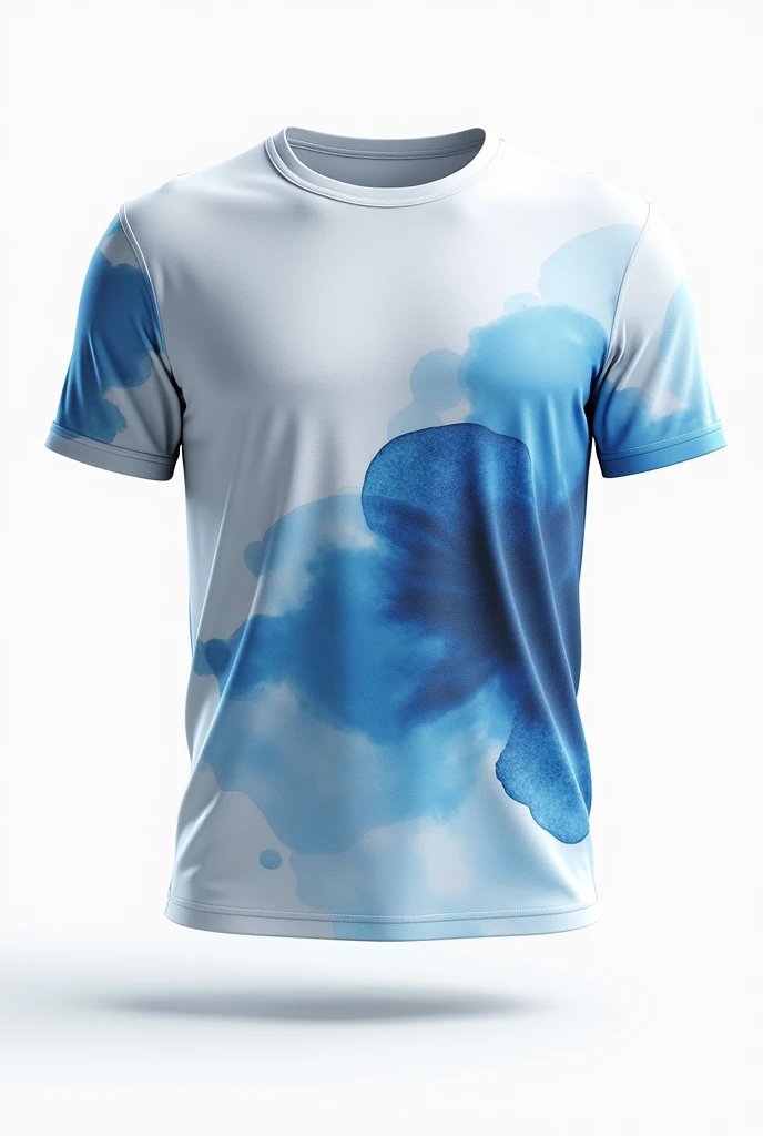 A back of tshirt use for layout color white and blue and put some artistic and abstract design, without person.