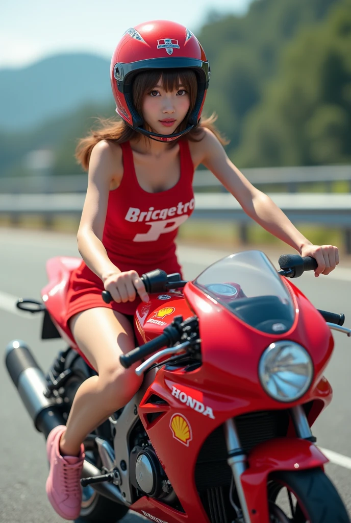 Shining Korean beauty with cybernetic arm,(Transparent and revealing clothing:1.3, ),(Cyber Girl is、Ride through a futuristic city in a colorful vehicle, Custom painted green Kawasaki Ninja bike:1.3),mini skirtを履いてバイクに跨り白いパンティが見えてます、Kawasaki Ninja 250、Show me her white panties.、 （Ultra mini skirt:1.3）、Shiny light brown and orange striped ponytail hair,Cute Smile,Perfect round face,A bright smile that makes everyone happy,Proper body balance,Tabletop,Ultra-high quality output images,High resolution,Intricate details,Very delicate and beautiful hair,Realistic photos,dream-like,Professional Lighting,Realistic Shadows,Focus Only,Beautiful Hands,Beautiful fingers,Detailed functions of the fingers,Detailed characteristics of the garment,Detailed characteristics of hair,Detailed facial features,