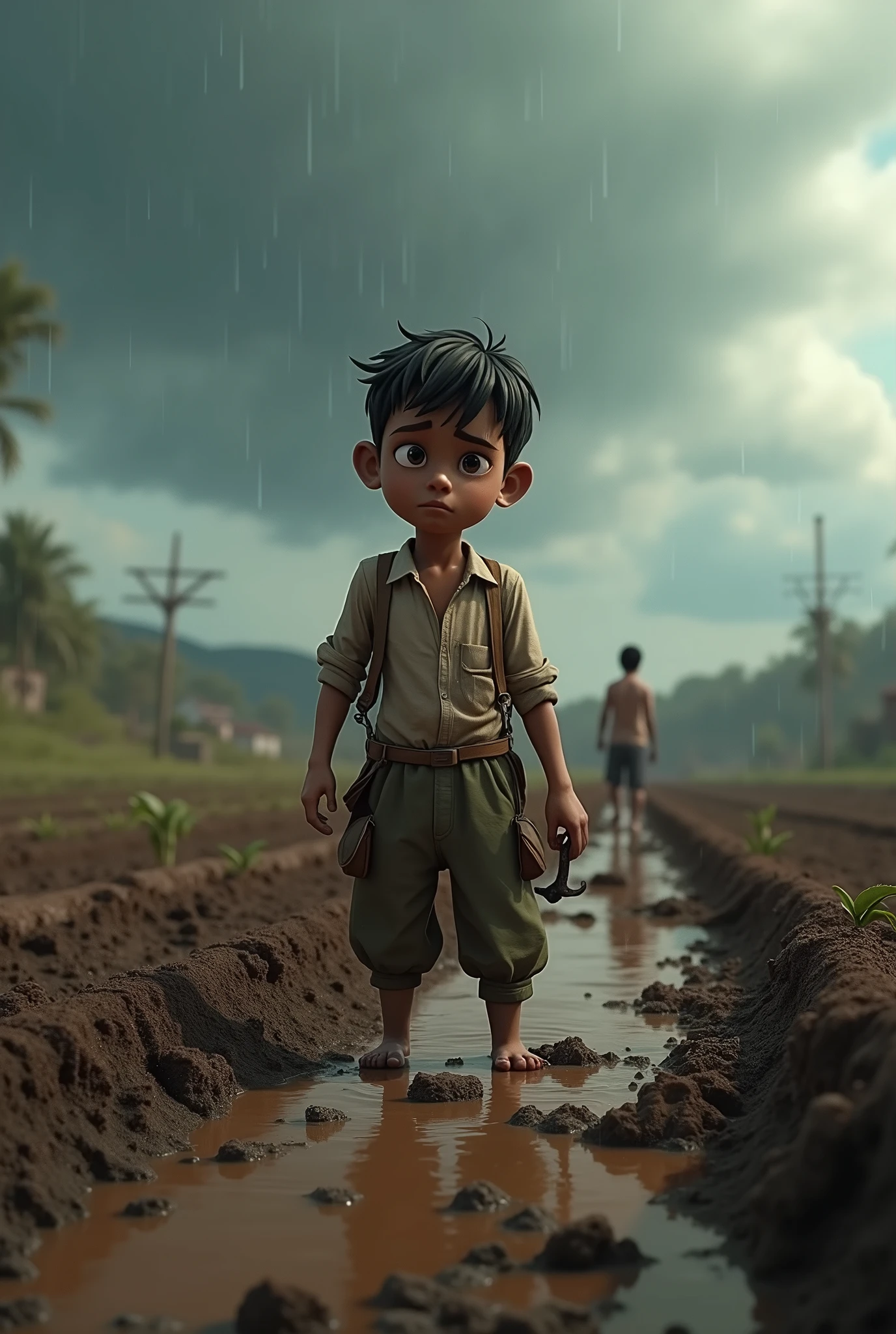 African child fetching water from the river