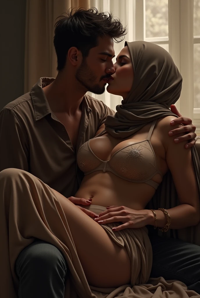 a beautiful hijab teacher having lesbian sex in class,women on top of a man,,