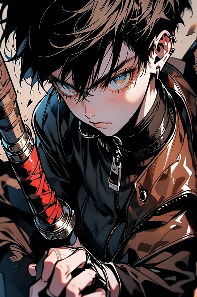 a boy holding knife