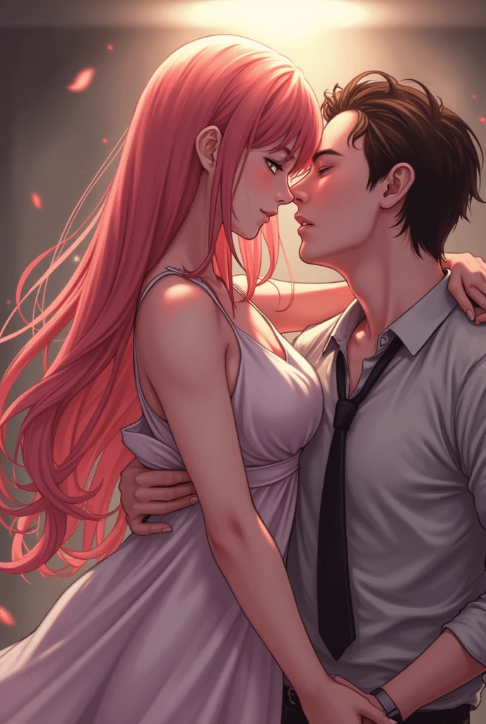 kiss、Couple、lover、Romance、OverFlowing、Full body painting、Exposed breasts、Sheer lace underwear、Remove underwear、Nipples、Nipplesが透ける、ピンクNipples、Pink areola、clitoris、Between strands、Coupleポーズ, Attractive pose, kissing together cutely, Passionate pose, 素敵なCouple, 1 male,(Blonde, Golden Eyes、expensive、190cm、manly、a handsome guy、Beautiful shape、Best Style、Beautiful Prince,Strong Body、Sexy Costumes、expensive、wet gown、Open chest、Flowing)、1 female(Pink Hair,Straight Long Hair、Pink Eyes、Cute big eyes,優しいLaughter、Decorate your hair with flowers、、huge tit、Best Style、Perfect Style、rise)、Put your arms around her waist、hug、Grab the waist、araffe woman in a white lingerie posing for a picture, lingeries beauty, wearing sexy lingerie, , Translucent dress, Translucent body, iridescent shiny sheer lingerie, Sexy Dress, wavy lingeries, Smooth, transparent white skin, lingerie, Beautiful and sexy woman photos, Sexy Style, Lovely lady, Transparent dress, V-neck open clothes, Young and elegant、erupt、Splash、spring, In the park on a sunny day, Bright sunny day、Bright sunny summer day,blue sky、Shine、about、Shine湖、Shimizu、Bright sunShine、Colorful flowers、Surrounded by flowers、intensive contact、Laughter、smile、Kind eyes